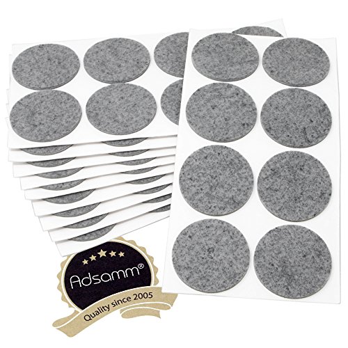 Adsamm® / 80 x Selbstklebende Filzgleiter/Grau/ø 60 mm/Rund/Möbelgleiter aus Filz mit 3.5 mm Stärke/Möbel- und Bodengleiter von Adsamm