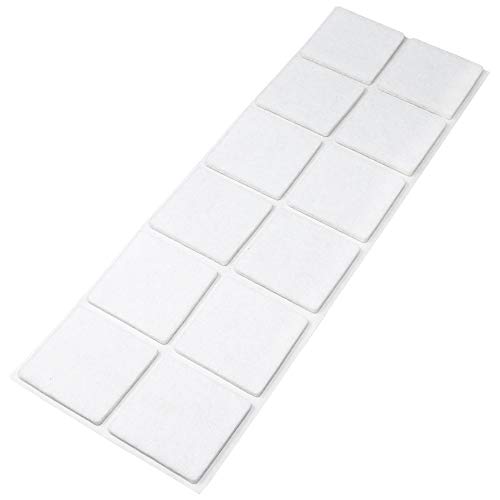 Adsamm® / 12 x Selbstklebende Filzgleiter/Weiß / 40x40 mm/Quadratisch/Möbelgleiter aus Filz mit 3.5 mm Stärke/Möbel- und Bodengleiter von Adsamm