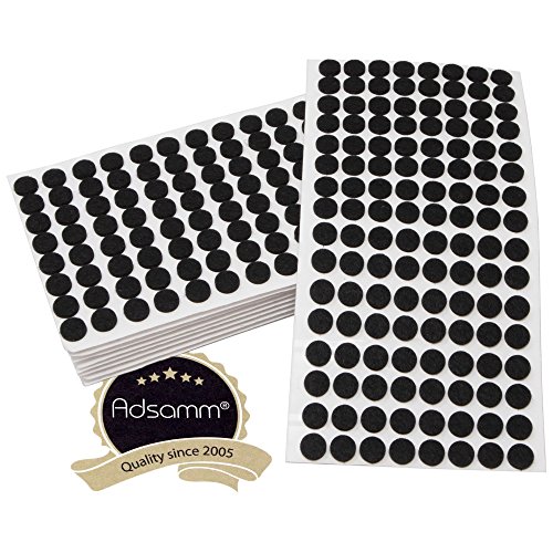 Adsamm® / 1280 x Selbstklebende Filzgleiter/Schwarz/ø 12 mm/Rund/Möbelgleiter aus Filz mit 3.5 mm Stärke/Möbel- und Bodengleiter von Adsamm