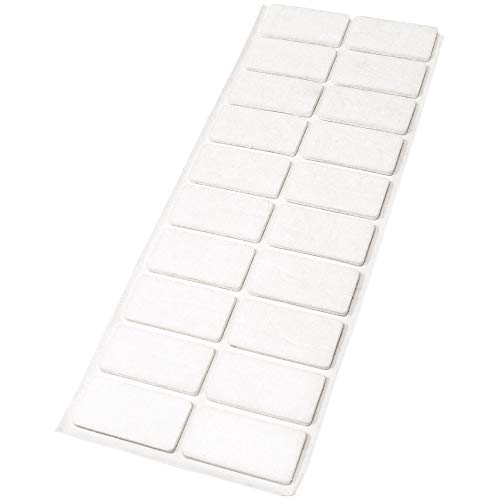 Adsamm® / 20 x Selbstklebende Filzgleiter/Weiß / 20x40 mm/Rechteckig/Möbelgleiter aus Filz mit 3.5 mm Stärke/Möbel- und Bodengleiter von Adsamm