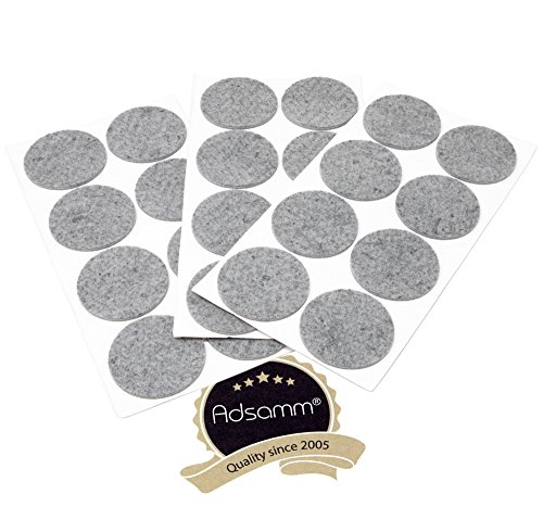 Adsamm® / 24 x Selbstklebende Filzgleiter/Grau/ø 60 mm/Rund/Möbelgleiter aus Filz mit 3.5 mm Stärke/Möbel- und Bodengleiter von Adsamm
