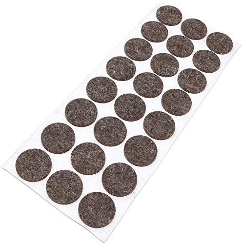 Adsamm® / 24 x Wollfilz-Möbelgleiter | ø 28 mm/Melange-Braun Natur/Rund / 3 mm Starke Selbstklebende weiche Filzgleiter aus Naturfilz von Adsamm