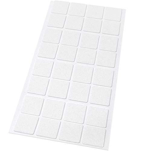 Adsamm® / 32 x Selbstklebende Filzgleiter/Weiß / 25x25 mm/Quadratisch / 1.5 mm dünne Selbstklebende Möbelgleiter aus Filz von Adsamm