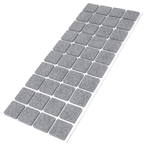 Adsamm® / 40 x Selbstklebende Filzgleiter/Grau / 25x25 mm/Quadratisch/Möbelgleiter aus Filz mit 3.5 mm Stärke/Möbel- und Bodengleiter von Adsamm