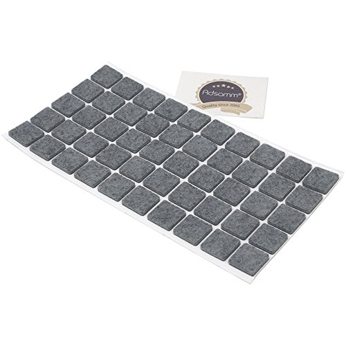 Adsamm® / 50 x Selbstklebende Filzgleiter/Grau / 20x20 mm/Quadratisch/Möbelgleiter aus Filz mit 3.5 mm Stärke/Möbel- und Bodengleiter von Adsamm