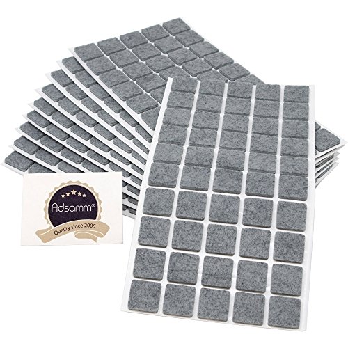 Adsamm® / 500 x Selbstklebende Filzgleiter/Grau / 20x20 mm/Quadratisch/Möbelgleiter aus Filz mit 3.5 mm Stärke/Möbel- und Bodengleiter von Adsamm