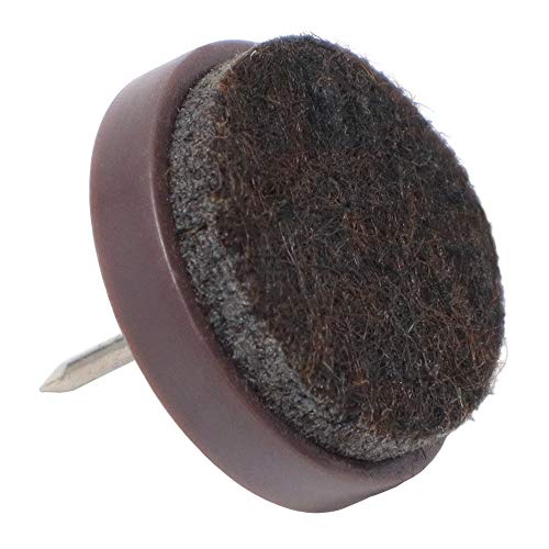 Adsamm® / 32 x Filzgleiter mit Nagel / Braun / Ø 24 mm / rund / Möbelgleiter mit Stift in Premium-Qualität von Adsamm