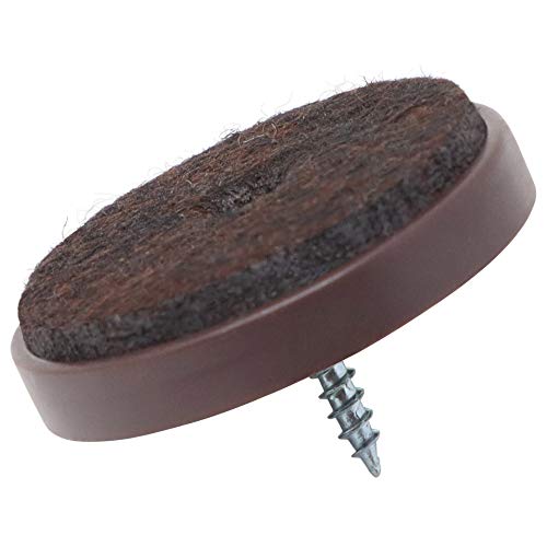 Adsamm® / 32 x Filzgleiter mit Schraube / Braun / Ø 40 mm / rund / Möbelgleiter zum Schrauben in Premium-Qualität von Adsamm