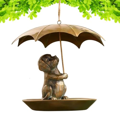 Adsfvs Eichhörnchen Mit Regenschirm Vogelfutterstelle | Metallische Süße Vögel Futterhalterung Mit Schirm,Futterstation Für Kolibris Deko Für Garten Und Balkon von Adsfvs