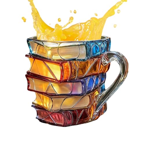 Adsfvs Frühstücks Müsli Becher,Retro-Look 3D-Druck Buchdesign Trinkglas | Multifunktionales Küchenzubehör Trinkbecher Geschenkidee für Leser Bücherwurm Adsfvs Frühstücks Müsli Becher,Retro-Look 3D-Druck Buchdesign Trinkglas | Multifunktionales Küchenzubehör Trinkbecher Geschenkidee für Leser Bücherwurm von Adsfvs