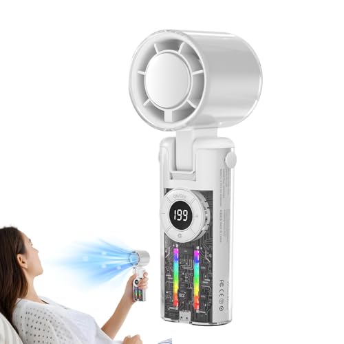 Adsfvs Handheld Cooling Fan | Klappbarer Ventilator Mit Atmosphärenbeleuchtung & Tragbarem Design | Tragbarer Ventilator Mit Digitaler Anzeige Und 199 Luftstufen Für Tage Für Jugendliche Und Kinder von Adsfvs