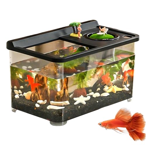 Adsfvs Kleines Aquarium Mit 3 Farblicher Beleuchtung, Hochtransparenter Tank, Hydroponisches Tischaquarium Für Tischlandschaft Home Arbeitsplatz Eingangsbereich Schlafzimmer von Adsfvs
