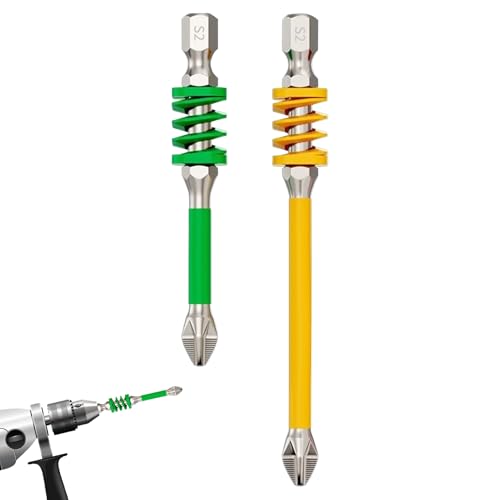 Adsfvs Schraubendreher-Bitsatz | 2 Magnet-Bits Für Bohrmaschinen Mit Federbelasteten Spitzen | Feder-Antirutsch-Spitze für Handwerker Möbel Haushalt Beton Heimwerker von Adsfvs