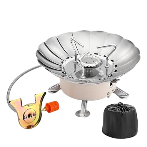 Adsfvs Tragbarer Campingkocher - Klappbarer Gaskocher,Klappbarer Edelstahlbrenner Mit Verstellbarem Windschutz, Piezozündung & Winddicht Für Picknick & Garten von Adsfvs