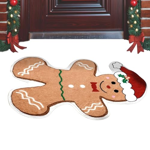 Adsfvs Türvorleger für den Außeneingang Lebkuchenmann - 50,0 x 80,0 cm Keksdesign Badematte | Nachahmung Kaschmir Rutschfester Teppich für Weihnachtsdekoration Eingangsbereich Zuhause Wohnzimmer von Adsfvs