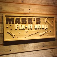 Personalisiertes Fix-It Shop Holzschild, 3D Geschnitztes Garagendekor Personalisiertes Fix-It Shop Holzschild, 3D Geschnitztes Garagendekor von AdvProHandMade