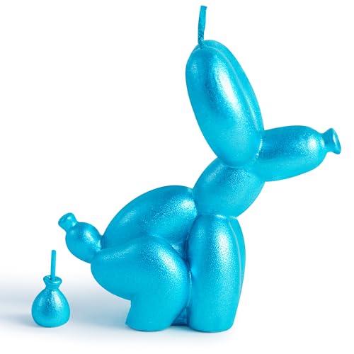 Poop Balloon Hund Kerze 2er Set (Blau und Gold) von Adval9Vram