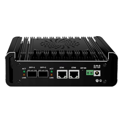 AdvanElink Mikro Firewall Appliance InteI Core 3 N355 (Upgrade N305), 2 x 10G SFP, 2 x 2,5GbE i226-V LAN, Barebone-System, DDR5 Mini-PC-Router mit eingebautem Lüfter, 2 x M.2 Slot von AdvanElink