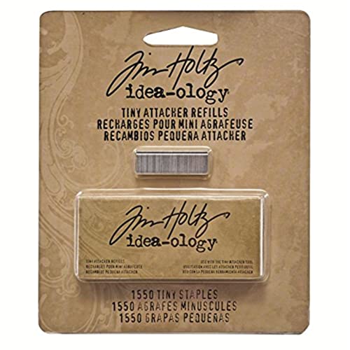 Tim Holtz Idea-ology Tiny Attacher Nachfüllklammern, 0,63 cm, 1.550 Stück pro Packung, Metall, Silber, Einheitsgröße von Tim Holtz Idea-ology