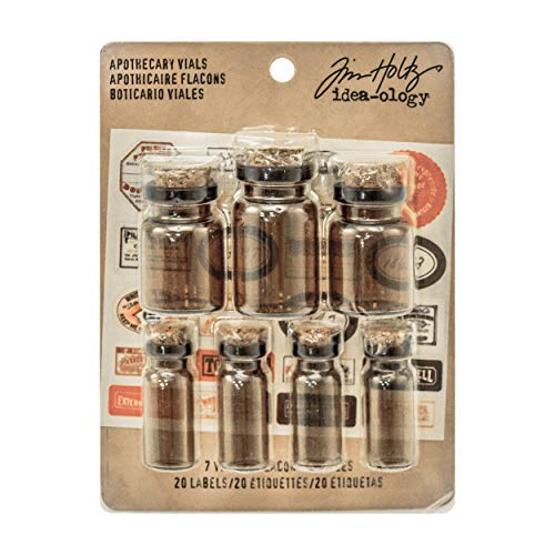 advantusidea-Ology verkorkt Glas vials-Apothecary Bernstein mit Vintage Etiketten, andere, Mehrfarbig von Tim Holtz Idea-ology