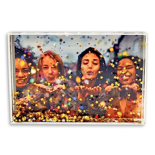 Adventa Glitzer-Bilderrahmen, Acryl, 10 x 15 cm, Sternmotiv, goldfarben, ideales Muttertagsgeschenk und Heimdekoration von Adventa