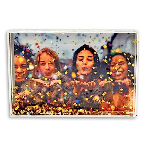 Adventa Glitzer-Bilderrahmen, klares Acryl, 10 x 15 cm, Stern (Gold) – ideales personalisiertes Geschenk oder Heimdekoration von Adventa