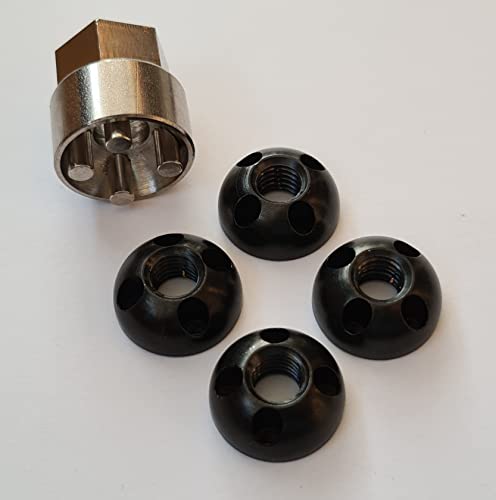 Adventure Xperience schwarze Anti-Diebstahl Muttern diebstahlhemmende Sicherheitsmutter M6 M8 Edelstahl SCHWARZ (M8, 4 Muttern 1 Nuss) von Adventure Xperience