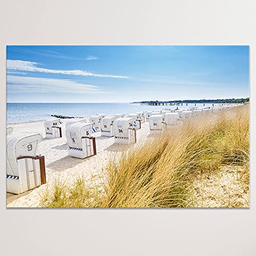 Advertising & Displays Werbecenter Berlin GmbH Leinwandbild 'Ostsee mit Strandkörbe' Modern Art - Druck auf Leinwand - XXL Wandbild (120 x 80 cm) von Advertising & Displays Werbecenter Berlin GmbH