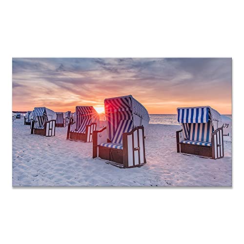 Advertising & Displays Werbecenter Berlin GmbH Leinwandbild Strandkörbe im Sonnenuntergang 120x70cm - Keilrahmen mit Druck von Advertising & Displays Werbecenter Berlin GmbH