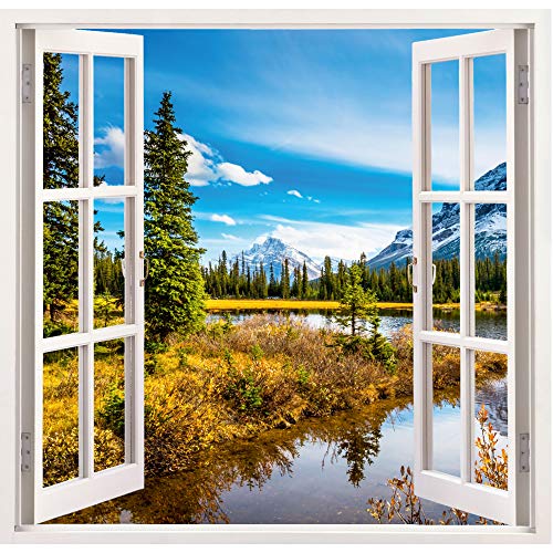 Fenster mit Aussicht - Wandaufkleber selbstklebend - Wanddekoration (107 x 104 cm, Berge) von Advertising & Displays Werbecenter Berlin GmbH