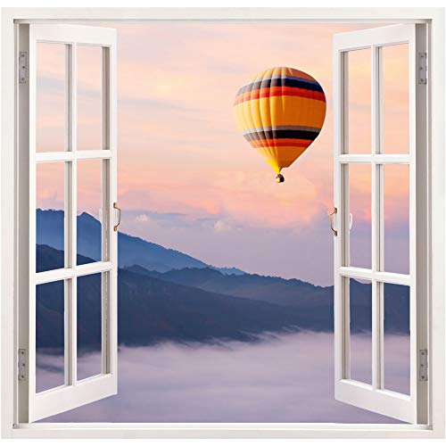 Fenster mit Aussicht - Wandaufkleber selbstklebend - Wanddekoration (107 x 104 cm, Heißluftballon) von Advertising & Displays Werbecenter Berlin GmbH