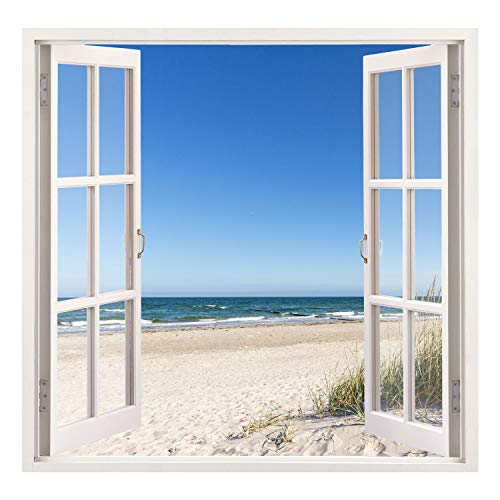 Fenster mit Aussicht - Wandaufkleber selbstklebend - Wanddekoration (107 x 104 cm, Ostsee Strand) von Advertising & Displays Werbecenter Berlin GmbH