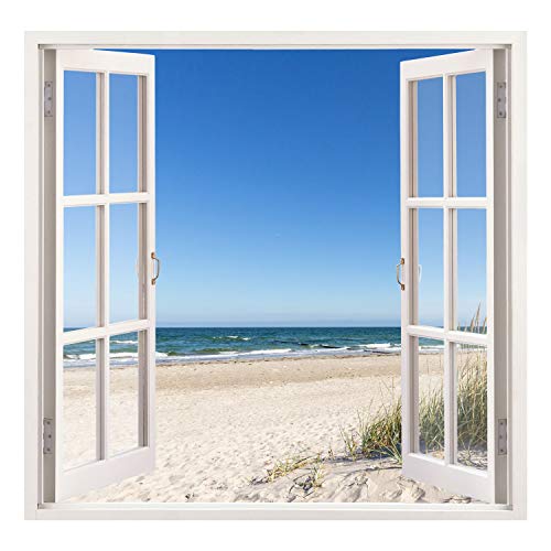 Fenster mit Aussicht - Wandaufkleber selbstklebend - Wanddekoration (60 x 58 cm, Ostsee Strand) von Advertising & Displays Werbecenter Berlin GmbH