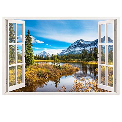 Leinwandbild mit Fensterblick – Berge 120 x 80 cm - Keilrahmen mit Druck von Advertising & Displays Werbecenter Berlin GmbH