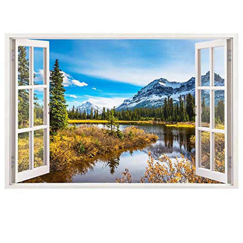 Advertising & Displays Werbecenter Berlin GmbH Leinwandbild mit Fensterblick – Berge 120 x 80 cm - Keilrahmen mit Druck von Advertising & Displays Werbecenter Berlin GmbH