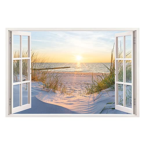 Leinwandbild mit Fensterblick – Dünen und Meer 60 x 40 cm - Keilrahmen mit Druck von Advertising & Displays Werbecenter Berlin GmbH