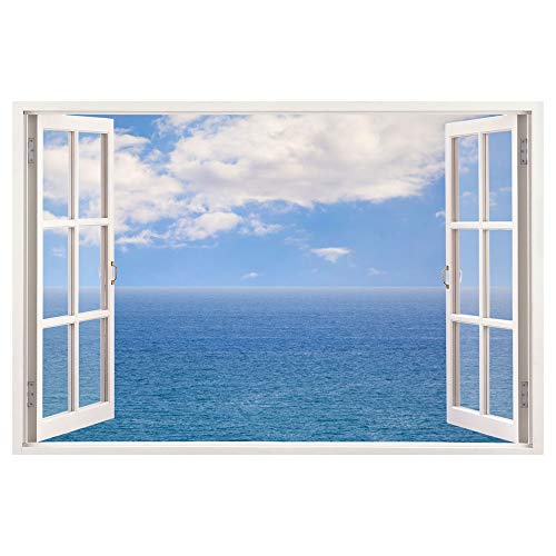 Leinwandbild mit Fensterblick – Meer mit Wolken 60 x 40 cm - Keilrahmen mit Druck von Advertising & Displays Werbecenter Berlin GmbH
