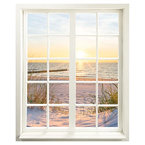 Wandtattoo - Fenster mit Aussicht "Düne und Meer" 66 x 80 cm (BxH) - Wandaufkleber - Wandsticker von Advertising & Displays Werbecenter Berlin GmbH