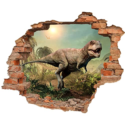 Wandtattoo - Wanddurchbruch mit Aussicht auf "Tyrannosaurus Rex" 90 x 74 cm (BxH) - Wandsticker von Advertising & Displays Werbecenter Berlin GmbH