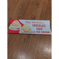 1950Er Crater Lake Chocolate Chip Ice Cream Poster Zeichen Original Vintage - Alter Soda Brunnen von AdvertisingCollector