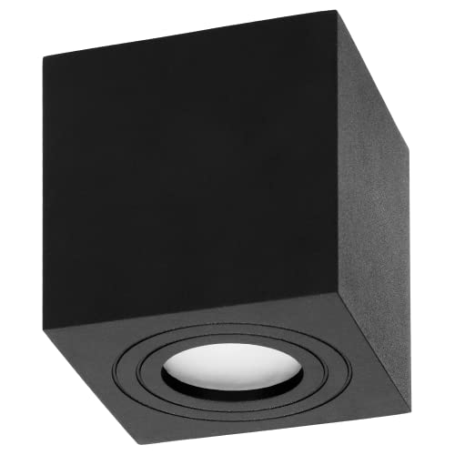 Adviti Megy Deckenleuchte Quadratisch GU10 IP54 Wasserdicht 7 W für LED (Glühbirne Separat Kaufen) (Schwarz) von Adviti