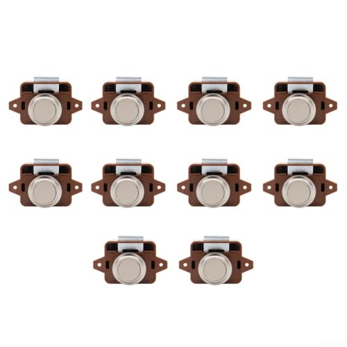 10-teiliges Druckknopf-Verriegelungs-Set, einfacher Zugang für Schränke und Schubladen, leichtes Design für Wohnmobile (Braun-Silber) von Advokingtap