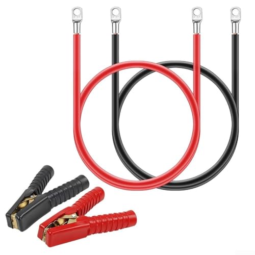 2 x 5 AWG Batteriekabel mit M8 Krokodilklemmen, 50 cm Länge für 12 V für Autos und Boote von Advokingtap