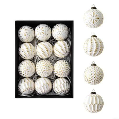 Advokingtap 12 Stück 8 cm Vintage Christbaumschmuck Kugeln Antik-Stil Kunststoff Kugeln für festliche Wohnkultur (Gold) von Advokingtap