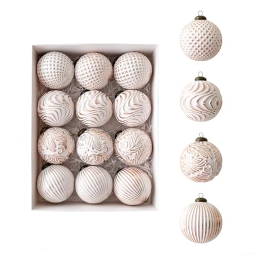 Advokingtap 12 Stück 8 cm Vintage Christbaumschmuck Kugeln Antik-Stil Kunststoff Kugeln für festliche Wohnkultur (Roségold) von Advokingtap