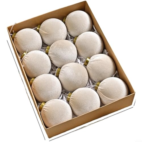 Advokingtap 12 x 8 cm Samt-Weihnachtsbaumschmuck-Set, dekorative Kugeln für festliche Feiertage (J) von Advokingtap