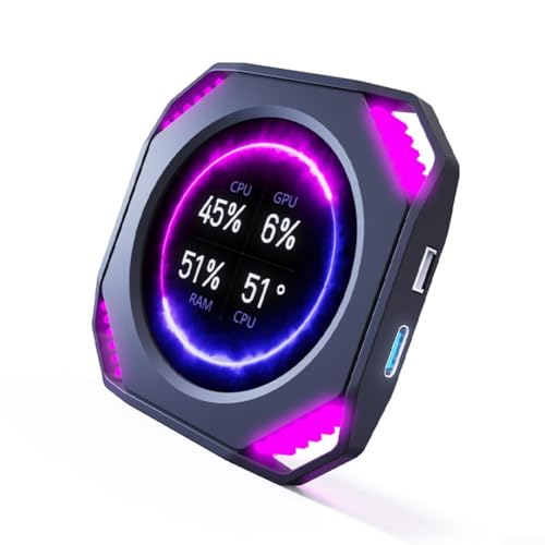 Advokingtap 5,3 cm (2,1 Zoll) wassergekühlter USB-Computermonitor, ABS-Material, anpassbares Display (schwarz) von Advokingtap