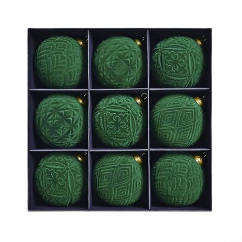 Advokingtap 9 Stück 10 cm Samt-Weihnachtskugeln zum Aufhängen, Baumschmuck für Feiertage, festliche Jahreszeit (grün) von Advokingtap