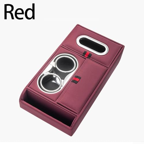 Advokingtap Auto Armlehne Aufbewahrungsbox mit integrierten 2 Getränkehaltern und Taschentuchhalter für einfache Verwendung (Rot) von Advokingtap