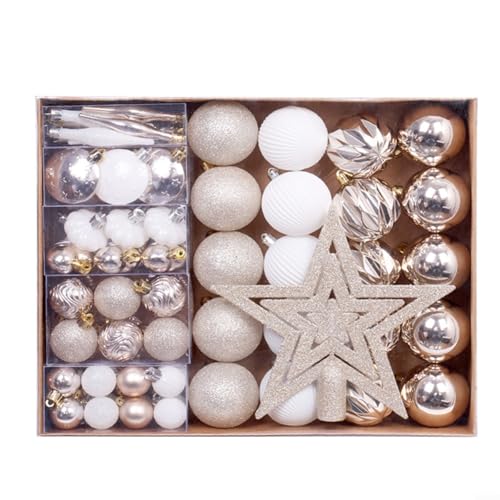 Advokingtap Christbaumkugel-Ornament-Set mit Baum, bruchsicher, 72-teilig von Advokingtap